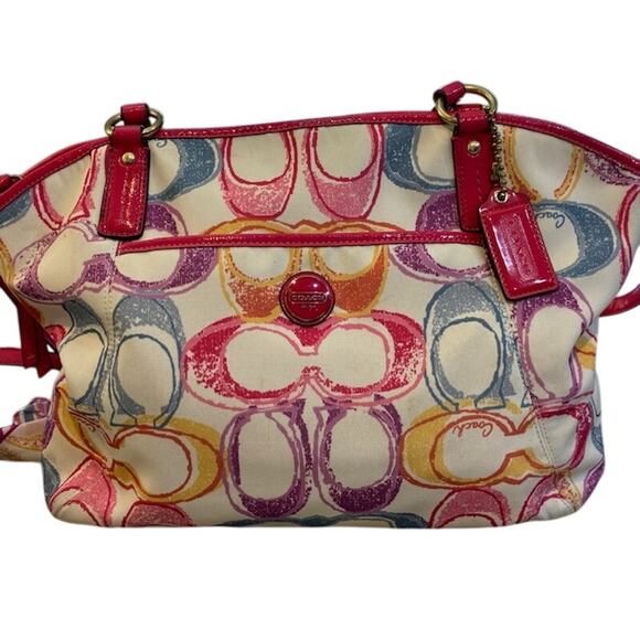 Coach F21910 Signature Scribble Carryall Bag Colorful - Picture 1 of 11